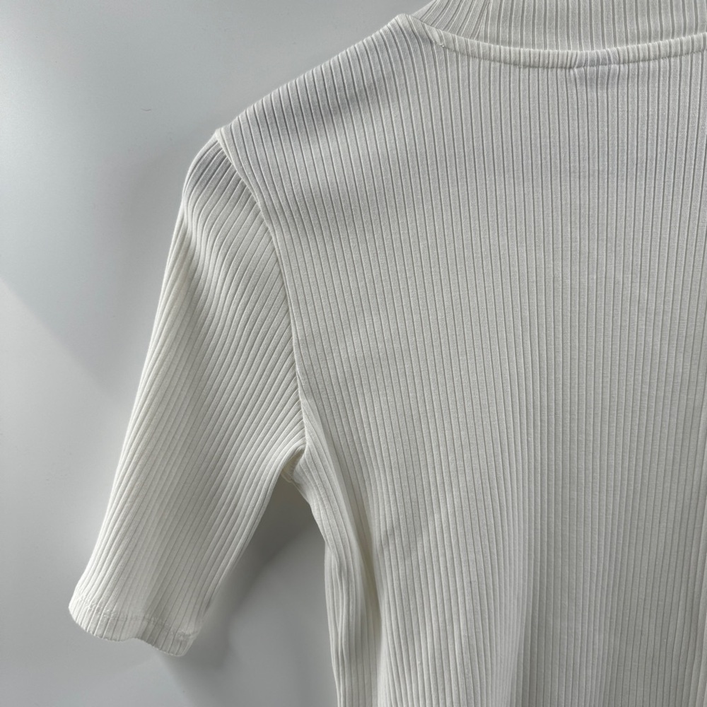 Old Navy White Ribbed High Neck Half Sleeve Top Size Large - Picture 6 of 7
